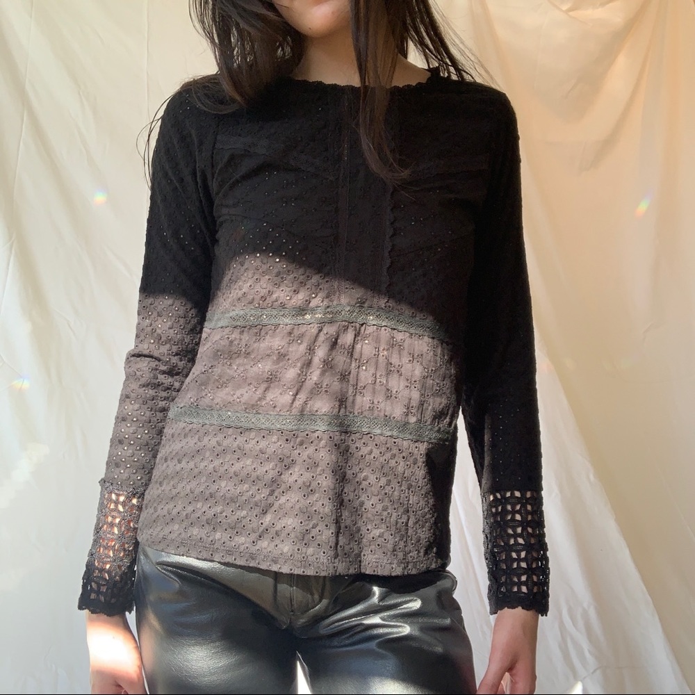 anthropologie black lace blouse